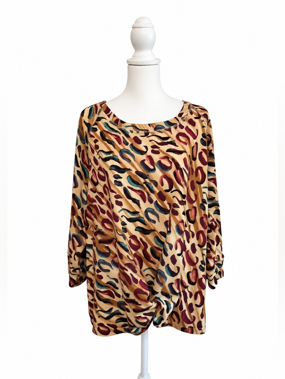 Hearts of Palm Multicolor Animal Print Blouse. Great For Fall